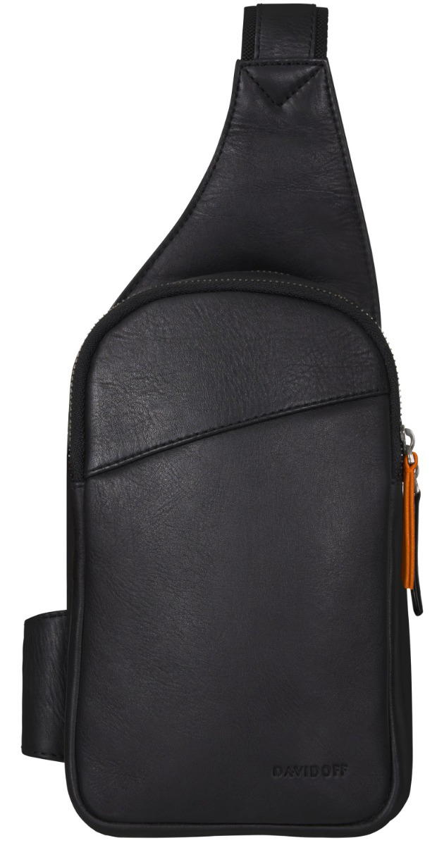 Davidoff Essential Black Leather Crossbody Bag for Men