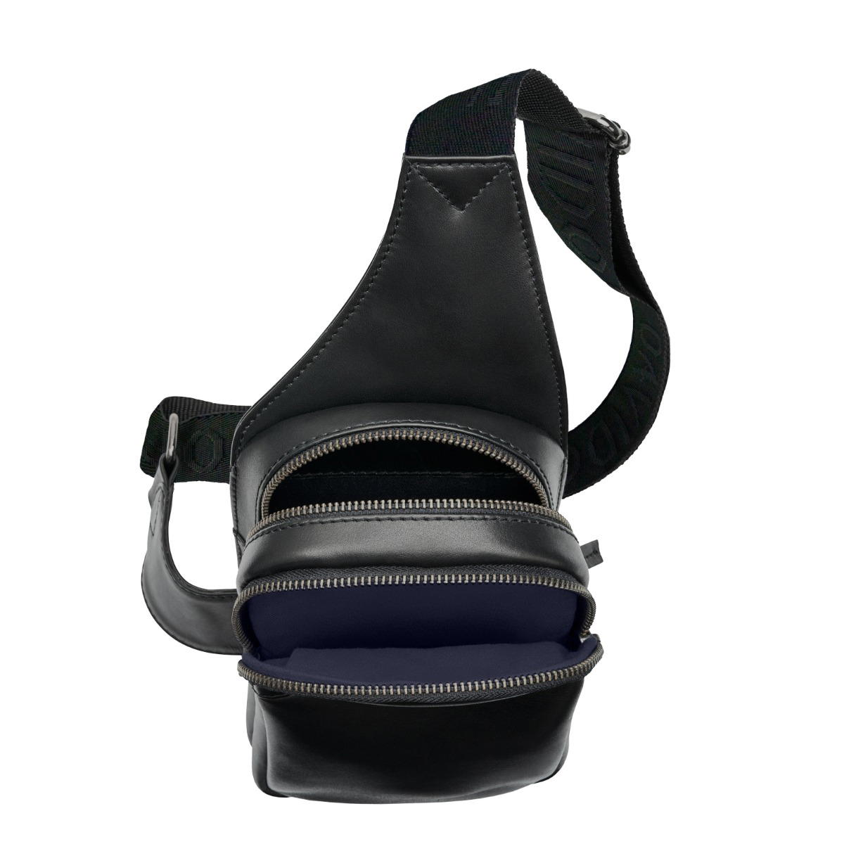 Davidoff Essential Black Leather Crossbody Bag for Men