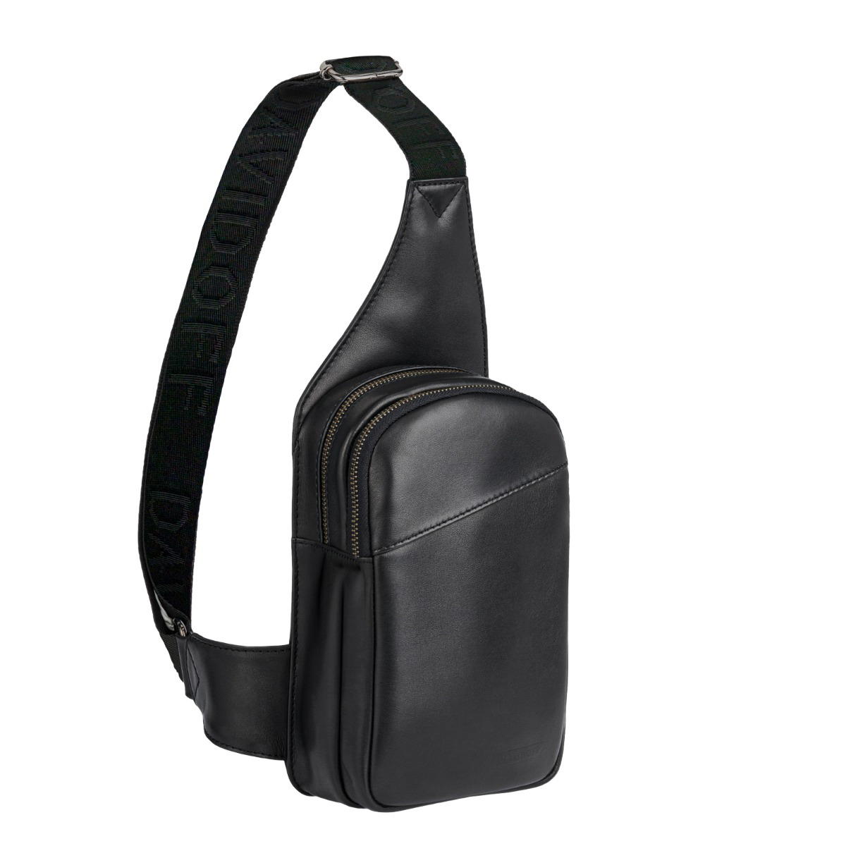 Davidoff Essential Black Leather Crossbody Bag for Men