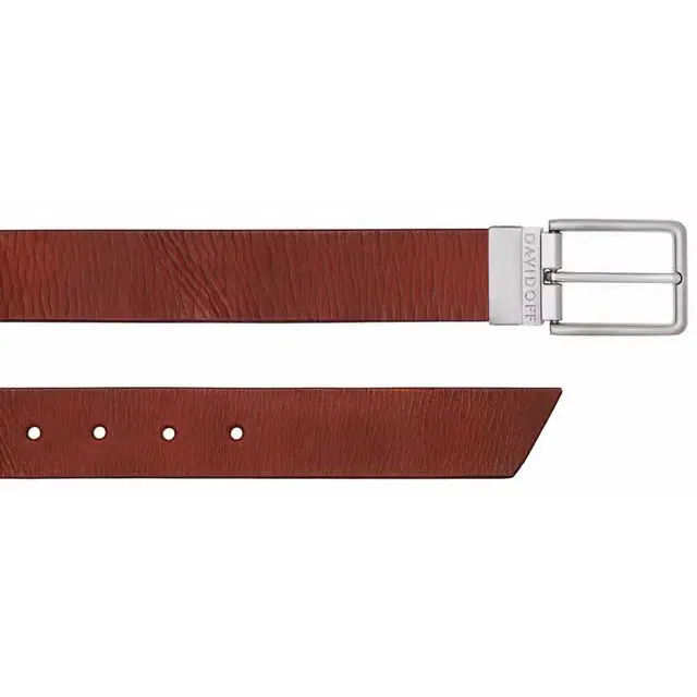 Davidoff Men Leather Belt Maroon Stainless Steel Buckle