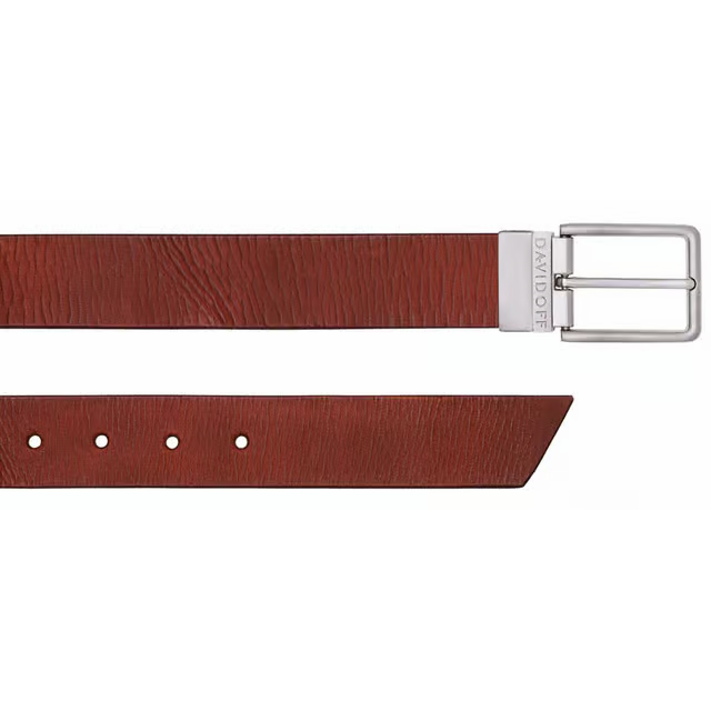 Davidoff Men Leather Belt Maroon Stainless Steel Buckle