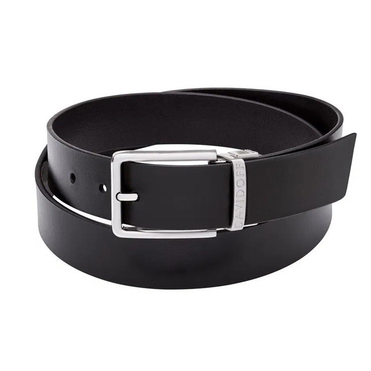 Davidoff ESSENTIALS Black Leather Belt for Men