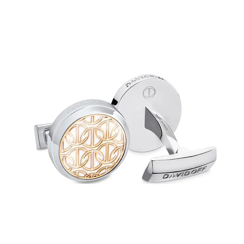 Davidoff Silver Men Cufflinks with Gold Pattern