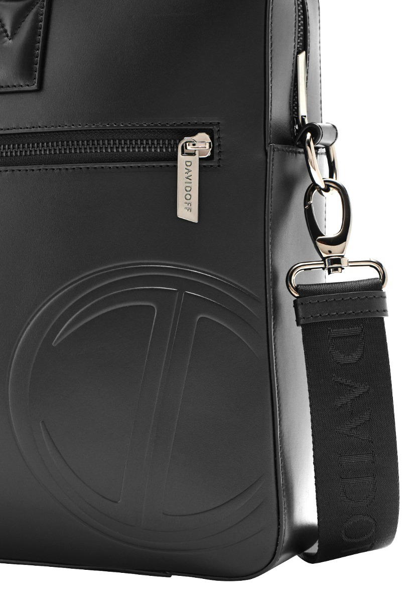 Davidoff Venice Leather Briefcase for Men Black