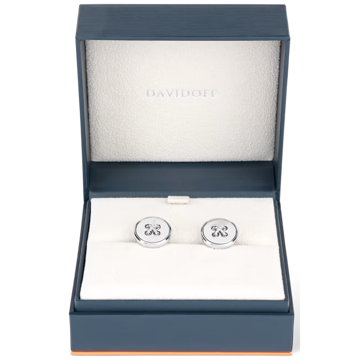 Davidoff Men Round Cufflinks Silver Stainless Steel