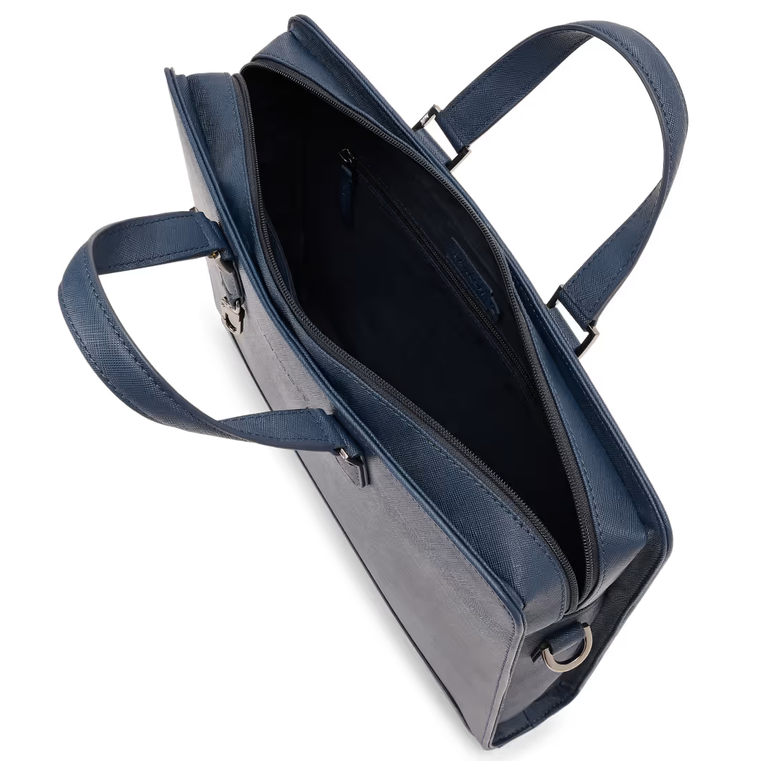 Davidoff Leather Briefcase for Men Blue