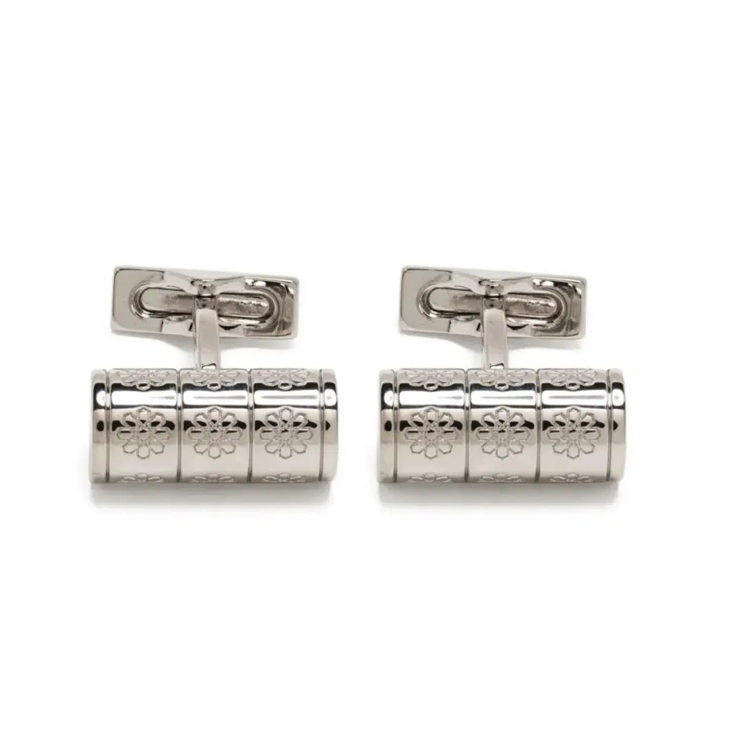 S.T. Dupont Engraved Mozaic Cufflink For Men Steel Silver