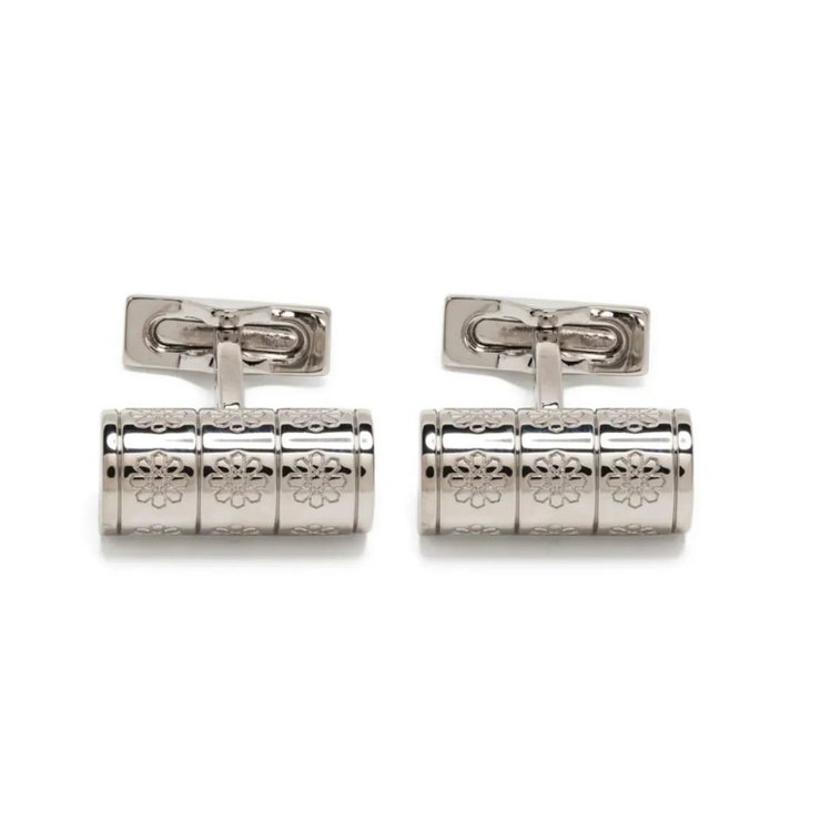S.T. Dupont Engraved Mozaic Cufflink For Men Steel Silver