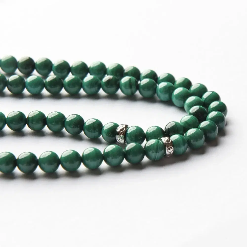 Zayan Malachite 99 Bead Misbaha with Silver