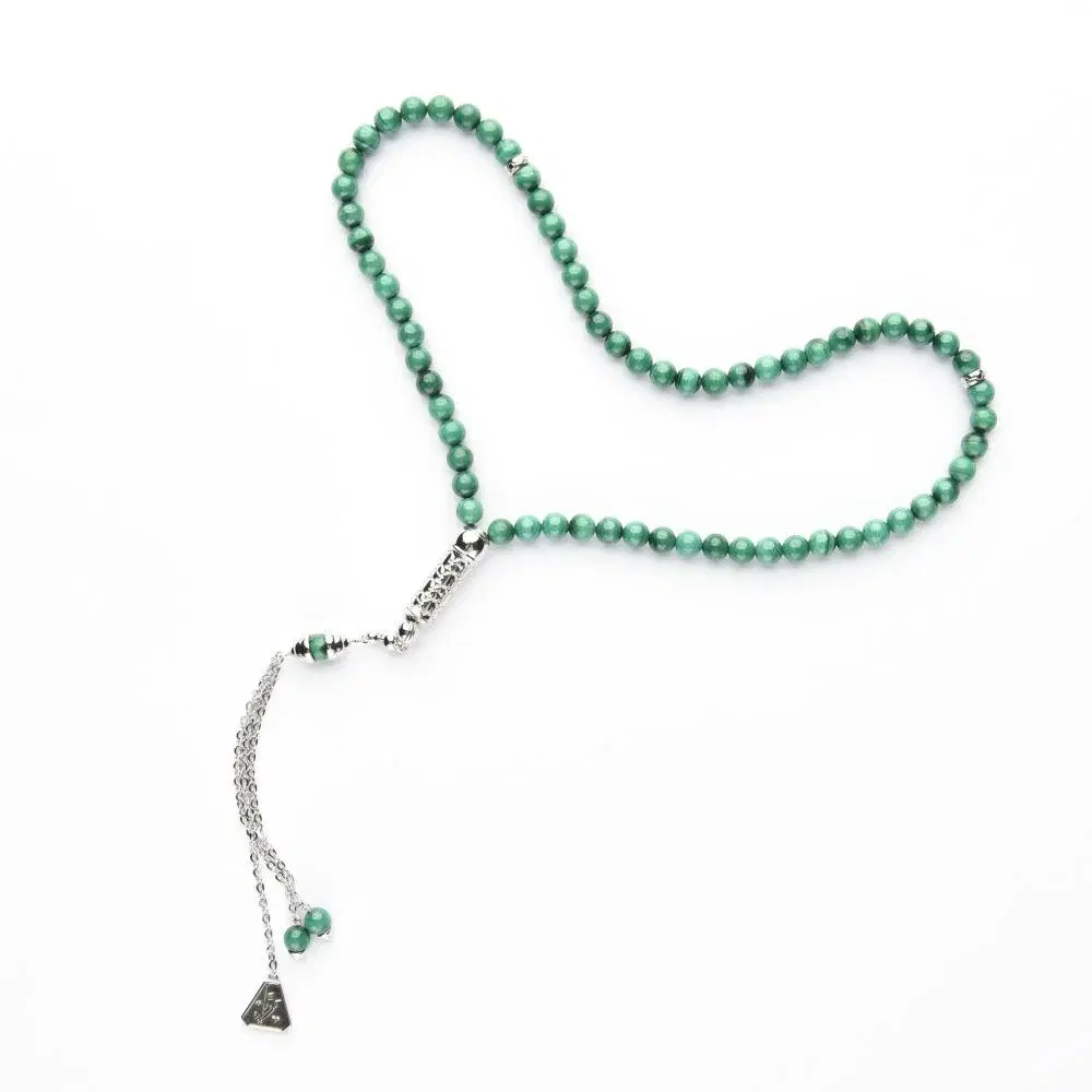 Zayan Malachite 99 Bead Misbaha with Silver