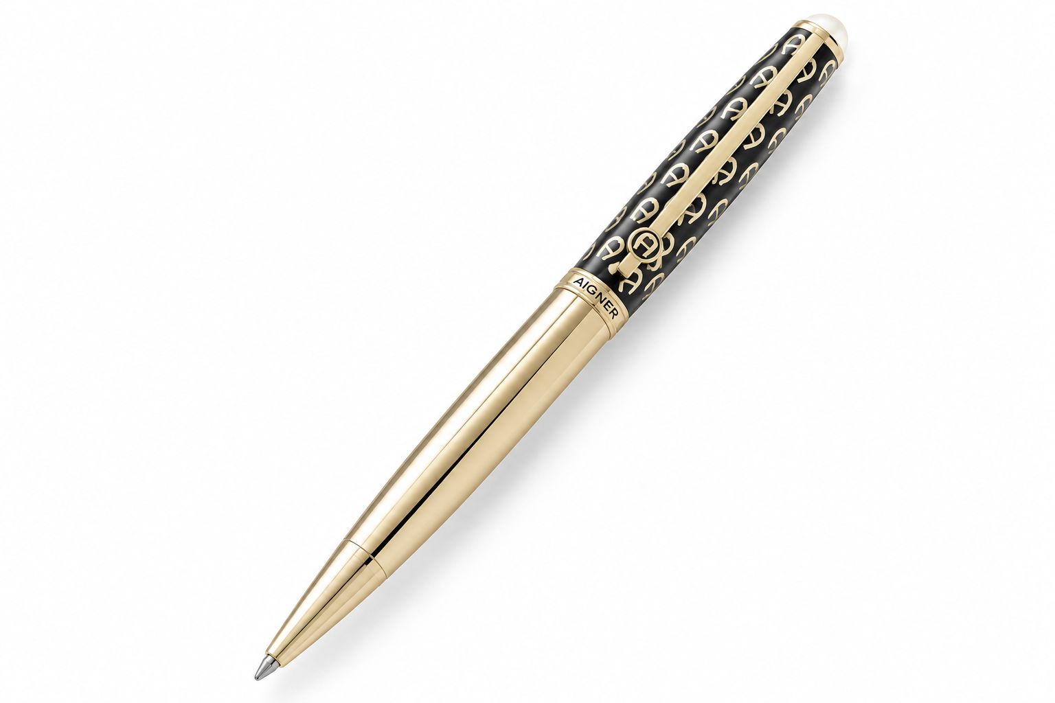 Aigner Black and Gold Monogram - Ballpoint Pen