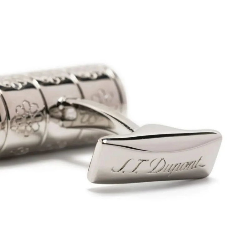 S.T. Dupont Engraved Mozaic Cufflink For Men Steel Silver