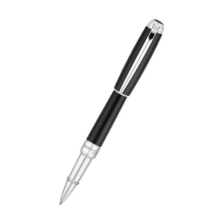 S.T.Dupont Ligne D Silver and Black Lacquer Roller Pen