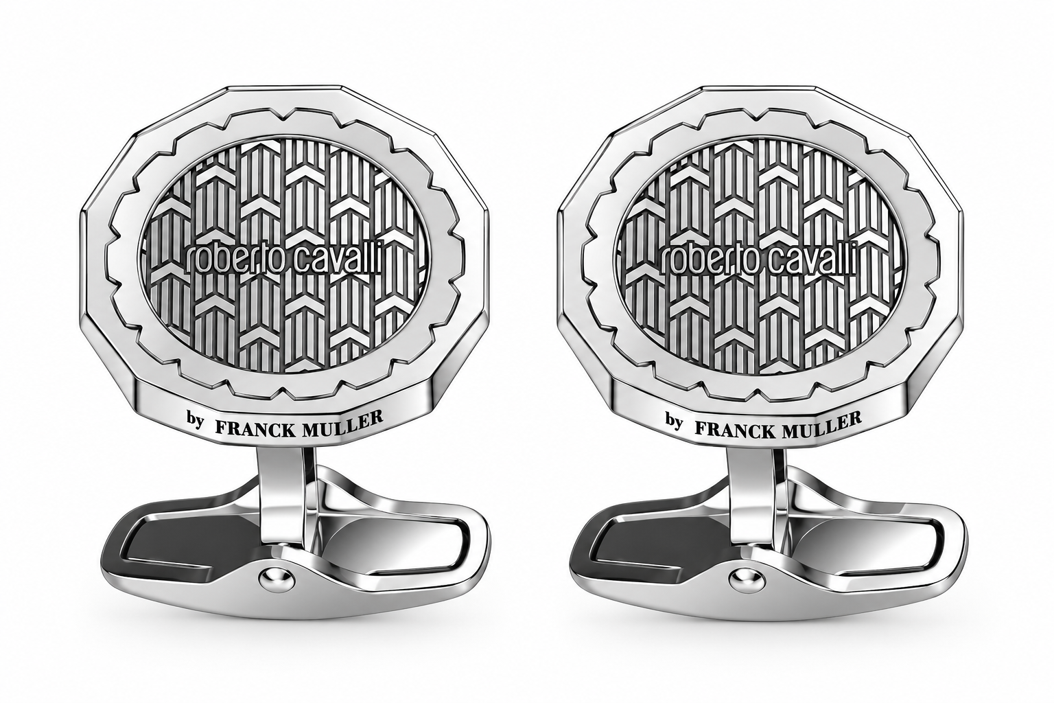 Roberto Cavalli Cufflink For Men Steel Silver Tone 
