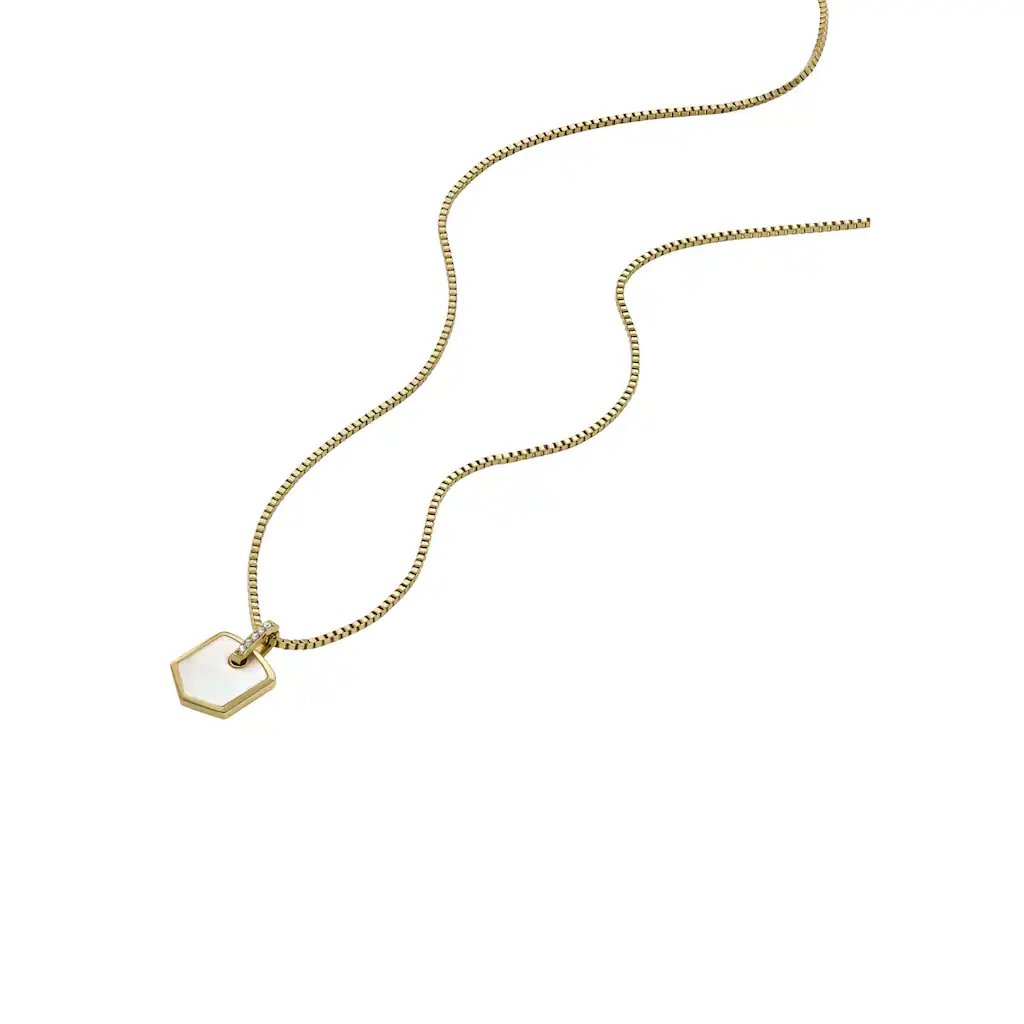 Fossil HERITAGE ladies necklace steel gold with MOP