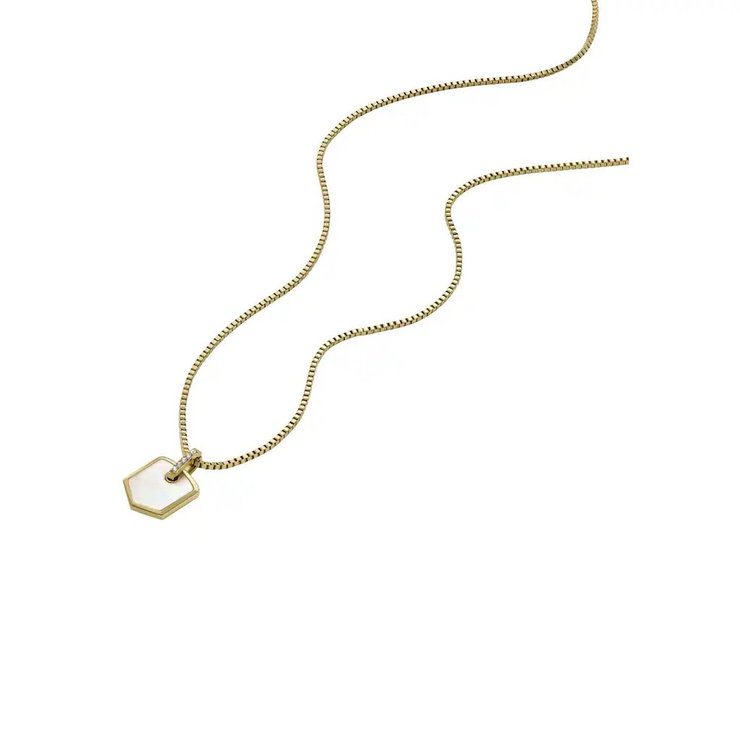 Fossil HERITAGE ladies necklace steel gold with MOP