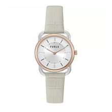 Furla Women Beige Leather Strap Watch