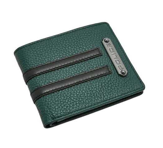 Police wallet for men 8cc green leather