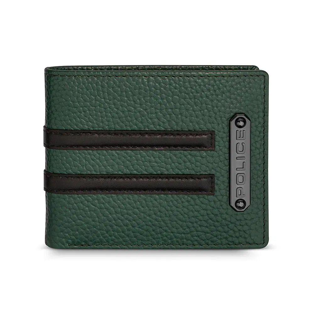 Police wallet for men 8cc green leather
