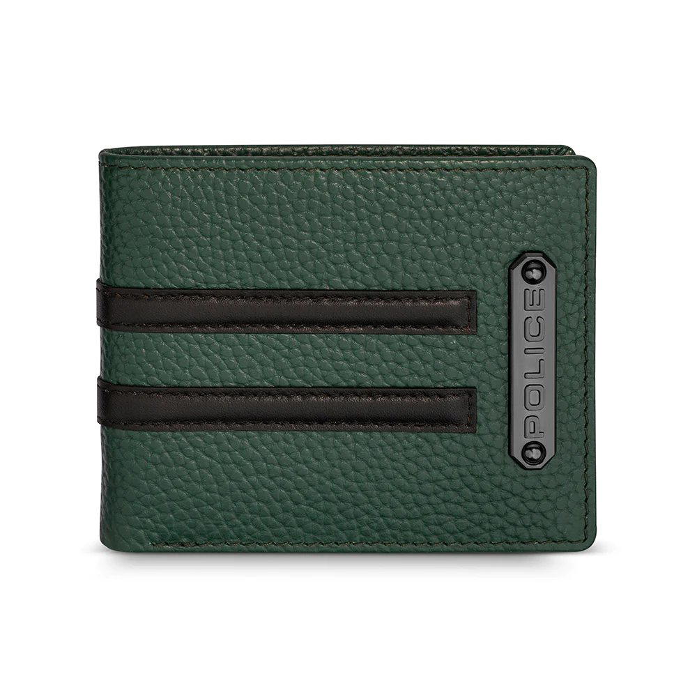 Police wallet for men 8cc green leather