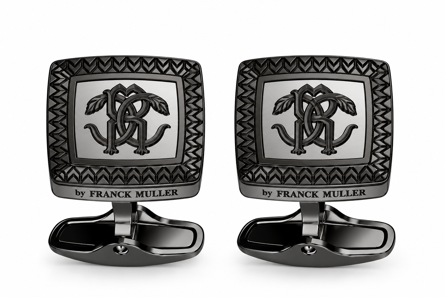 Roberto Cavalli Black & Gunmetal Square Cufflinks for Men