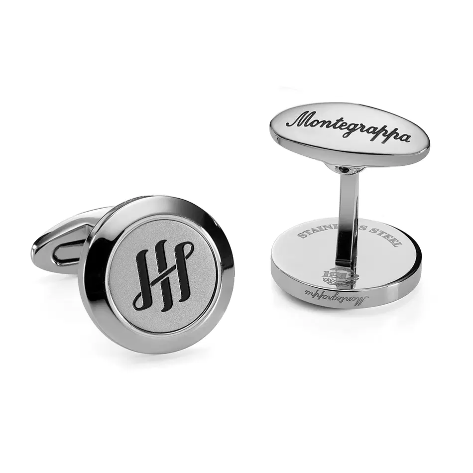 Montegrappa Classico "Ambigram" Cufflink , Steel Silver