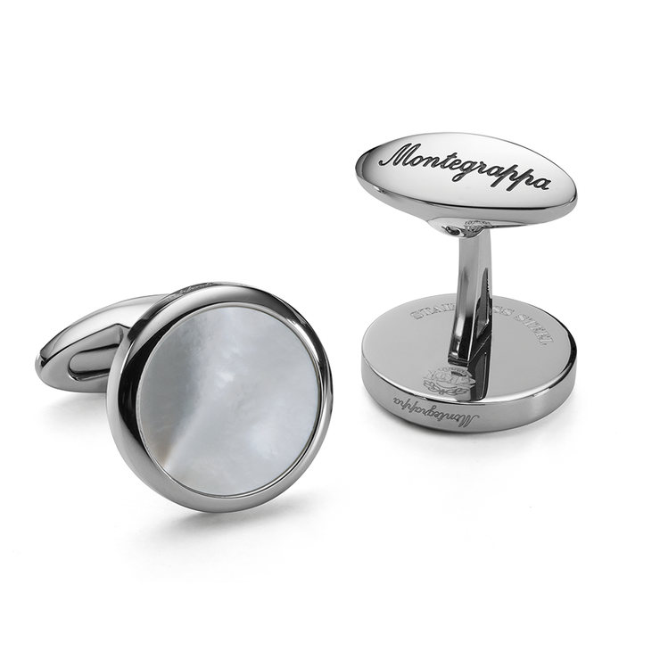 Montegrappa Classico Cufflink , Silver , White