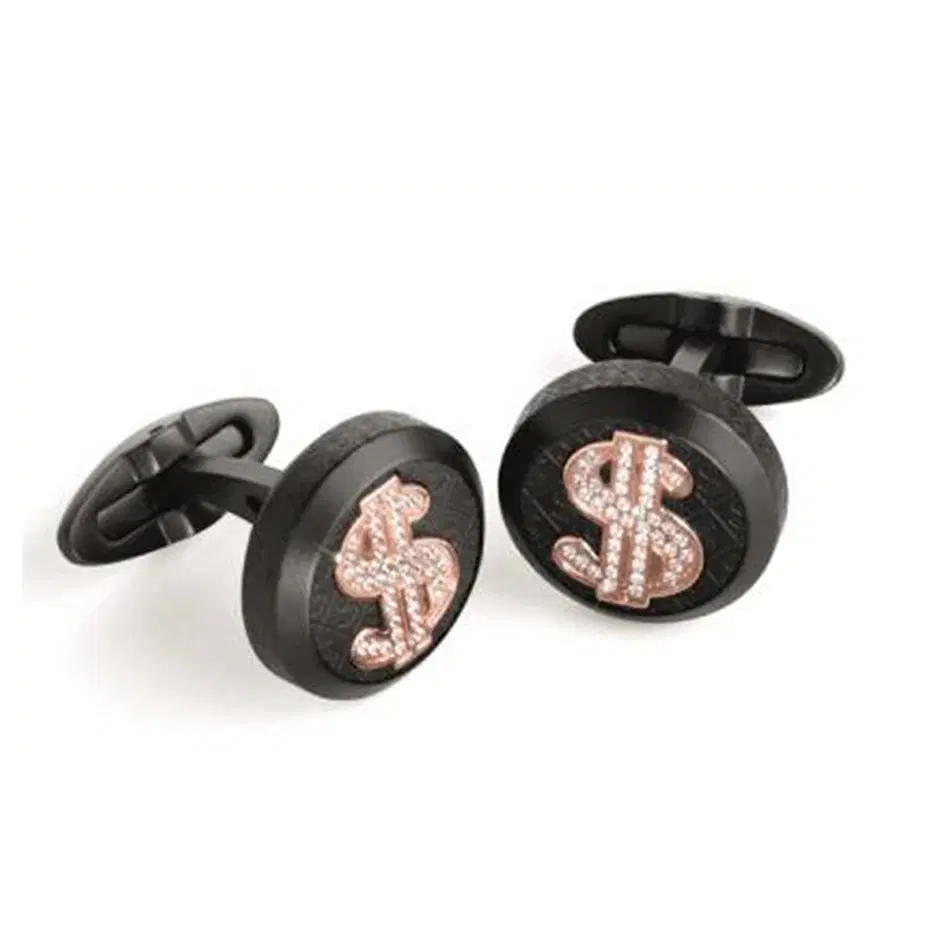 Montegrappa Cash Cufflink Rose Gold Color With Black