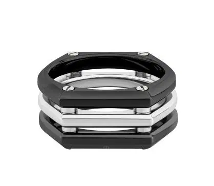 Michel Herbelin Ring For Men, Silver / Gun Metal Size 64