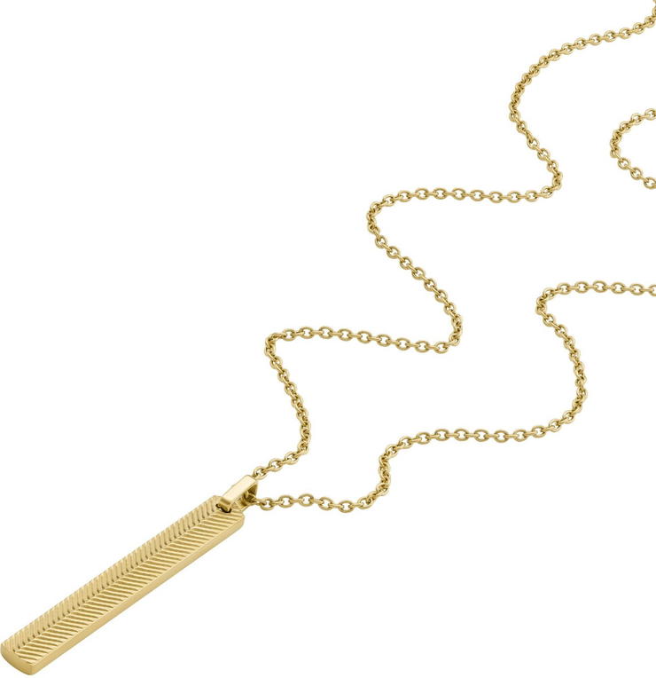 Fossil necklace for men stainless steel gold 