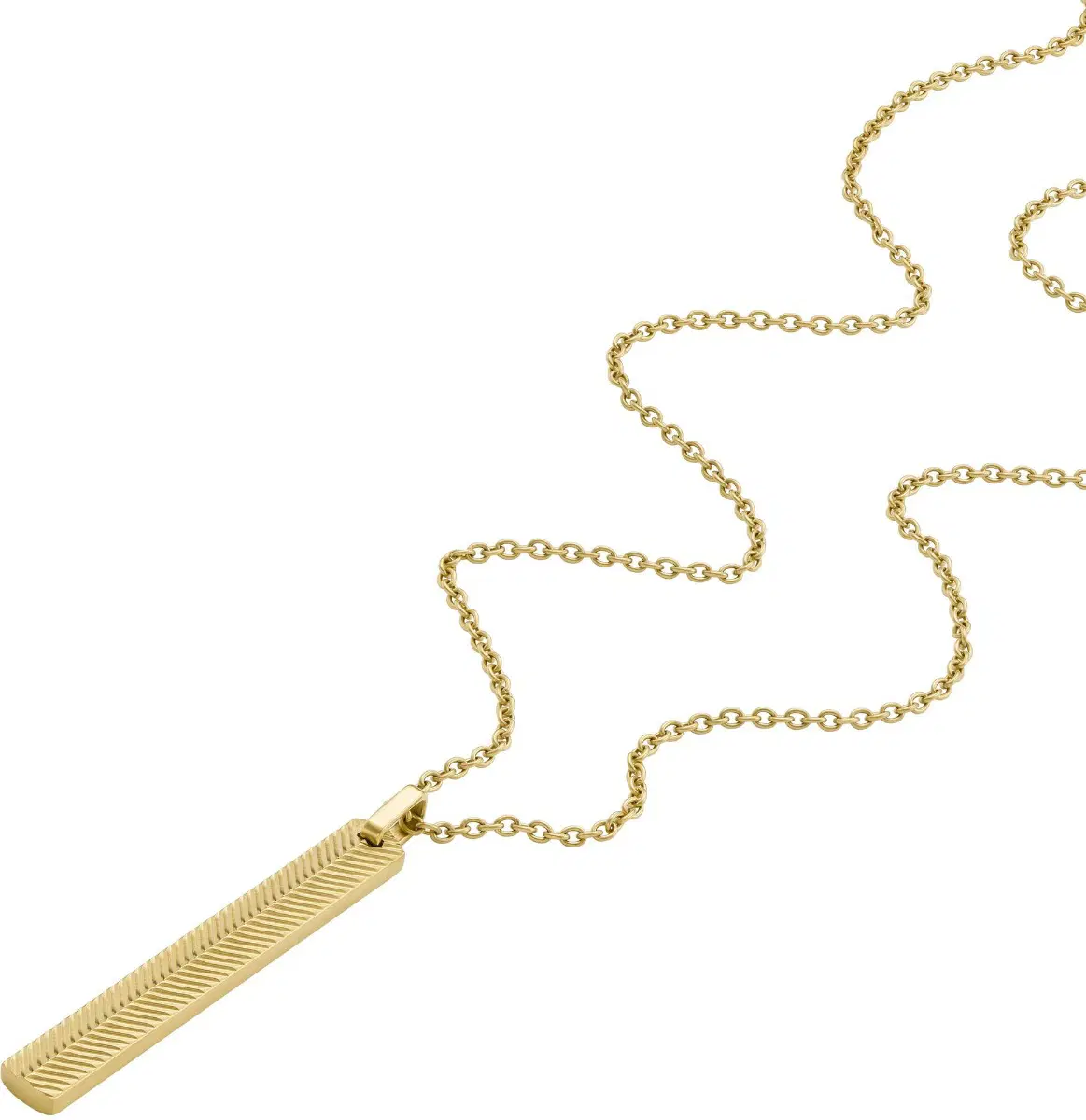 Fossil necklace for men stainless steel gold
