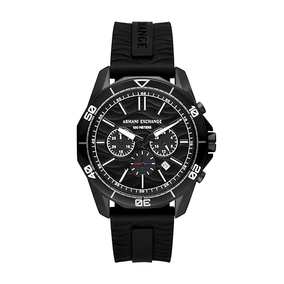 Armani Exchange Silicone Analog Black Dial Men Watch
