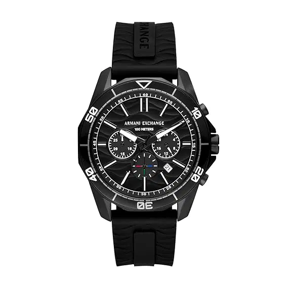Armani Exchange Silicone Analog Black Dial Men Watch