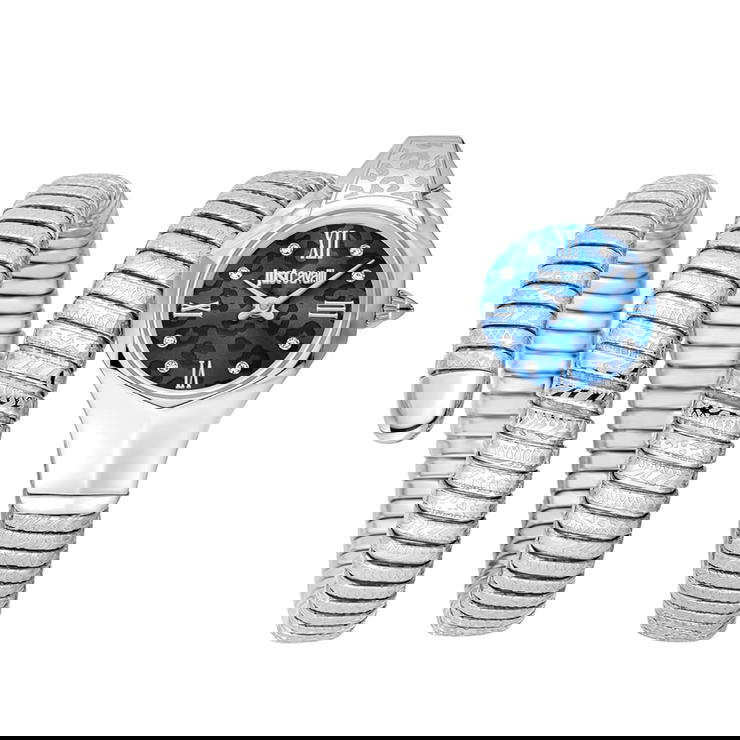 Just Cavalli Watch for Women stainless steel silver , Blue