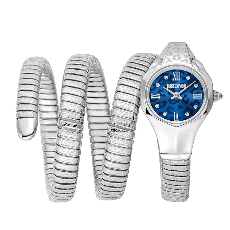 Just Cavalli Watch for Women stainless steel silver , Blue
