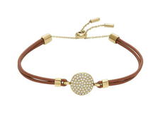 Fossil ladies bracelet gold with brown leather