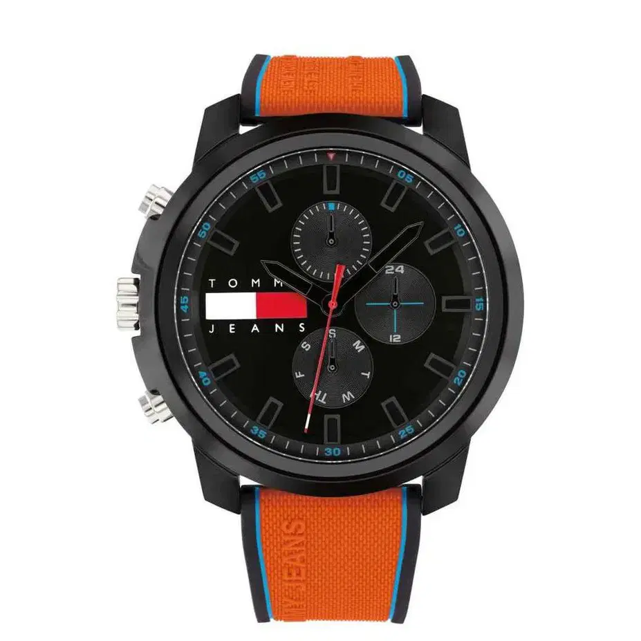 Tommy Hilfiger men Quartz watch with orange silicon