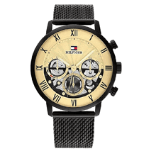 ساعة يد ليجيند من تومى هيلفيغر للرجال استيل لون اسود وذهبى 