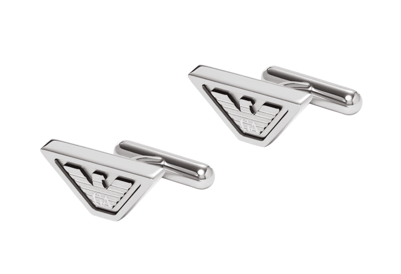 Emporio Armani Men’s Silver Triangle Logo Cufflinks