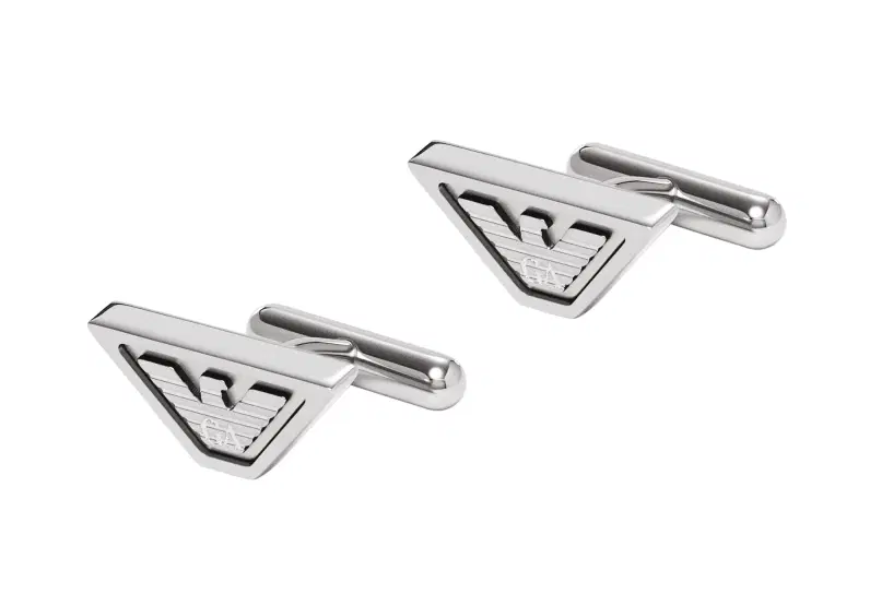 Emporio Armani Men’s Silver Triangle Logo Cufflinks