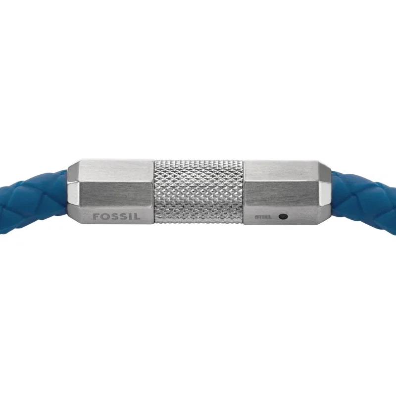 Fossil Men’s Blue Braided Silicone Bracelet with Steel Clasp
