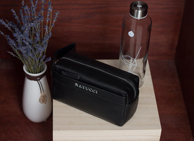 Natucci leather clutch bag for men , Black