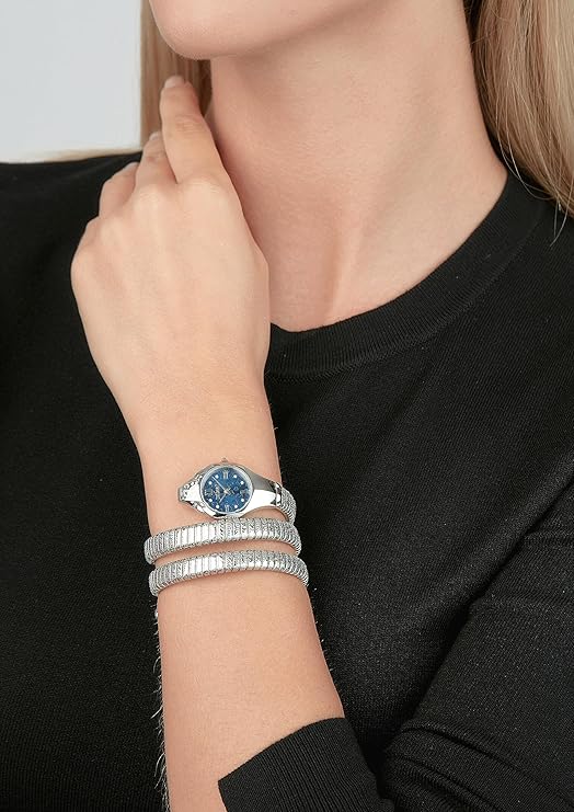 Just Cavalli Watch for Women stainless steel silver , Blue