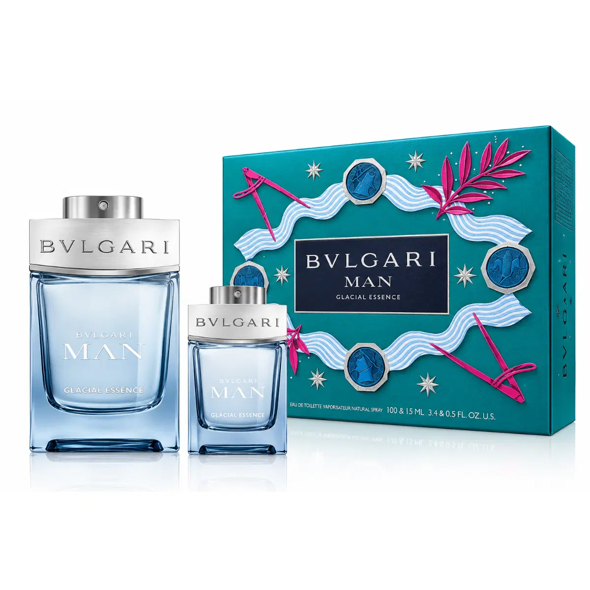 طقم عطر بولغارى جلاسيال ايسنس اودى بيرفيوم 100 مل مع 15 مل هدية