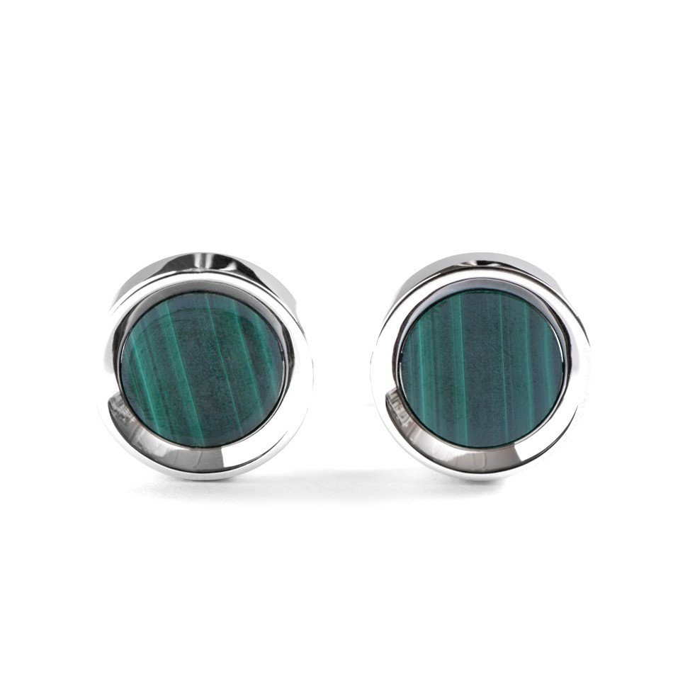 Zyan Silver Cufflinks with Malachite Stone