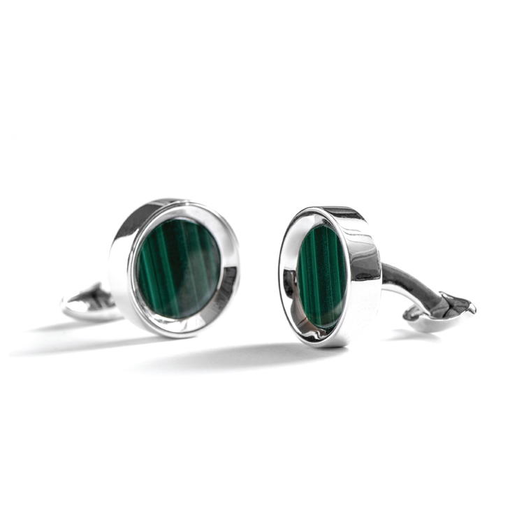 Zyan Silver Cufflinks with Malachite Stone 