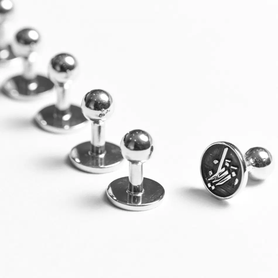 Zyan Silver Cufflink Set - 6 Pieces for Formal Elegance