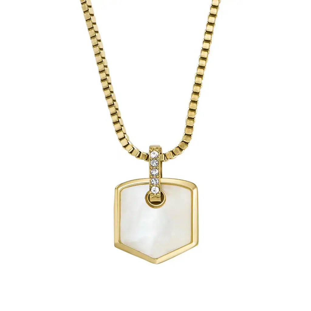 Fossil HERITAGE ladies necklace steel gold with MOP