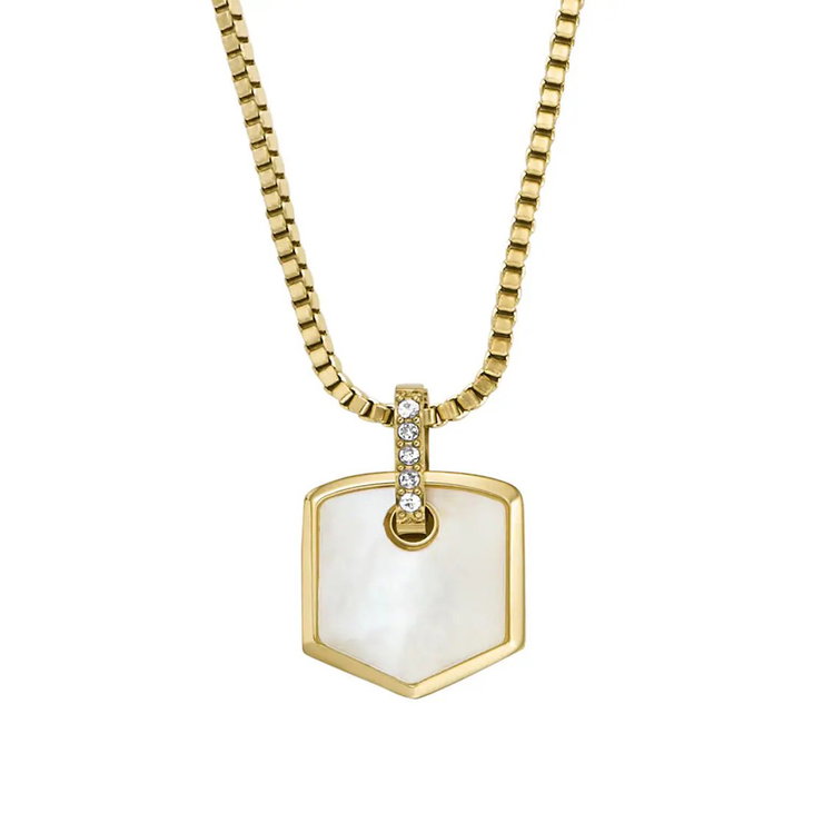 Fossil HERITAGE ladies necklace steel gold with MOP