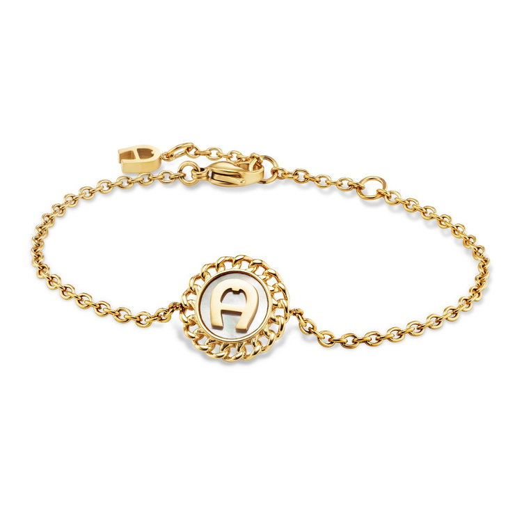 Aigner logo ladies bracelet stainless steel gold